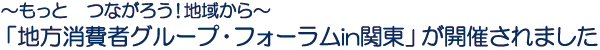 ～もっと　つながろう！地域から～ 「地方消費者グループ・フォーラムin関東」が開催されました